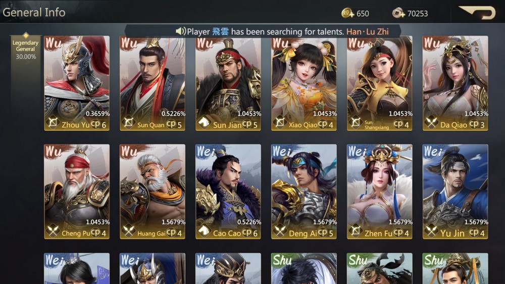 Three Kingdoms Origin danh sach tuong
