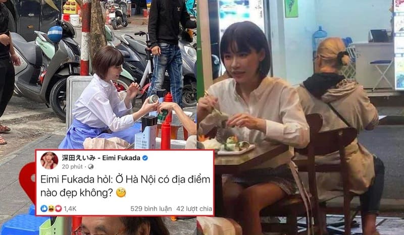 Cô ăn gỏi cuốn bò khô tại Việt Nam và uống bia